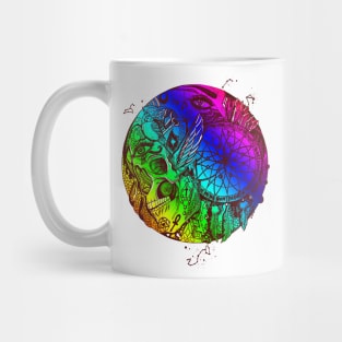 Rainbow Skull and Dreamcatcher Circle Mug